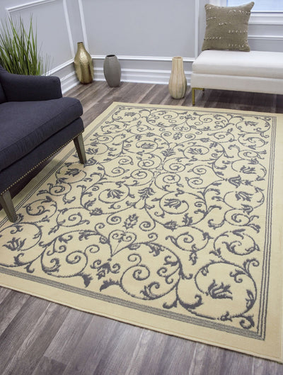 Our beautiful Beaumont,Vines Ivory,Beaumont Vines Ivory,2'6"x12',Transitional,Pile Height: 0.4,Dense yarn,Polypropylene,Soft touch,Dense yarn,Transitional,scroll,ivory,Gray,Indonesia,Runner,BM20C Area Rug
