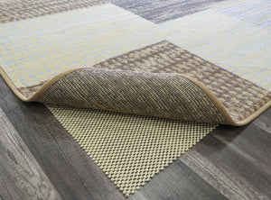 Close-up of modern abstract rug showcasing its non-slip backing, ideal for safe and stylish contemporary home interiors.