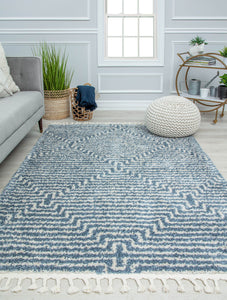 Our beautiful Bennett,Mellow Whisper,Bennett Mellow Whisper,2'6" x 4',Modern,Pile Height: 1.5,Soft Touch,Polypropylene,Shag,Soft Touch,Modern,Stripe/Diamond ,Blue ,White ,Turkey,Rectangle,BT20C Area Rug