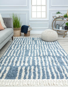 Our beautiful Bennett,Shallow Waters,Bennett Shallow Waters,2'6" x 4',Modern ,Pile Height: 1.5,Soft Touch,Polypropylene,Shag,Soft Touch,Modern ,Geometric/Stripe  ,Blue ,White ,Turkey,Rectangle,BT30C Area Rug