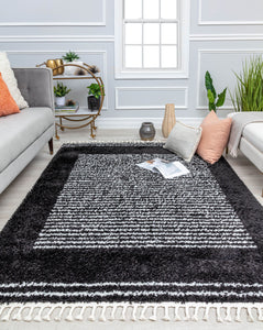 Our beautiful Bennett,Ebony Twilight,Bennett Ebony Twilight,2'6" x 4',Shag ,Pile Height: 1.5,Soft Touch,Polypropylene,Shag,Soft Touch,Shag ,Stripe,Black ,White ,Turkey,Rectangle,BT35A Area Rug