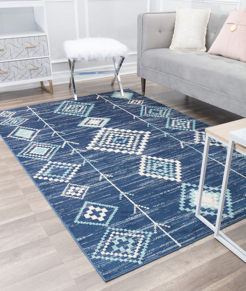 CosmoLiving By Cosmopolitan Bodrum BR15G Native Blues Area Rug