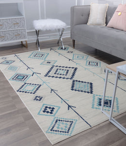 Our beautiful Bodrum,Native Ice,Bodrum Native Ice,2'x4',Moroccan,Pile Height: 0.4,shiny,Polypropylene,Super Soft,shiny,Moroccan,Tribal,ivory,blue,Turkey,Rectangle,BR15I Area Rug