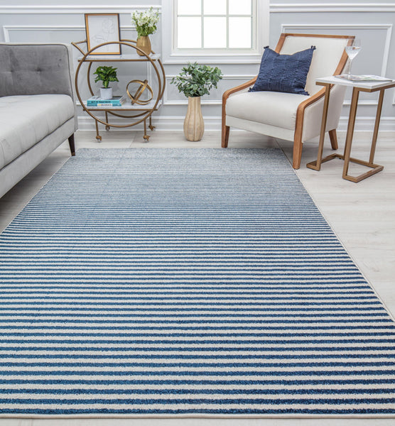 Isaac Mizrahi Callum CM20B Banded Blue Area Rug