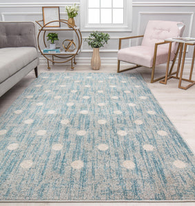 Our beautiful Callum,Delightfully Dotty,Callum Delightfully Dotty,2'6" x 4',Contemporary,Pile Height: 0.4,High Traffic,Polypropylene,Soft touch,High Traffic,Contemporary,Geometric,Blue,Gray,Turkey,Rectangle,CM50A Area Rug