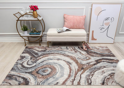Our beautiful Celestia,River Reflection,Celestia River Reflection,2'6" x 4',Contemporary,Pile Height: 0.4,High Traffic,Polyester,Recycled,High Traffic,Contemporary,Abstract,Gray,Rust,Turkey,Rectangle,CA10A Area Rug