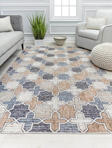 Our beautiful Celestia,RusticTaupe,Celestia RusticTaupe,2'6" x 4',Contemporary,Pile Height: 0.4,High Traffic,Polyester,Recycled,High Traffic,Contemporary,Geometric,Gray,Rust,Turkey,Rectangle,CA40A Area Rug