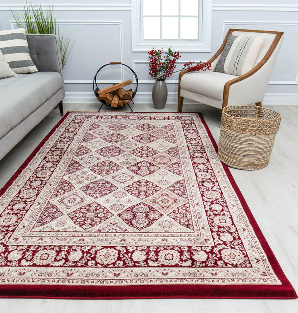 Rugs America Century CY40A Panel Red Area Rug