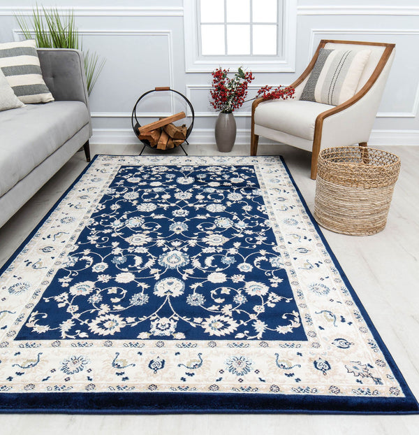 Rugs America Century CY50A Floral Navy Area Rug