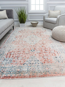 Our beautiful Claire ,Jupiter Glow,Claire  Jupiter Glow,2'6" x 4',Vintage,Pile Height: .5",Soft Touch,Polypropylene,Polyester,Hi Low,Soft Touch,Vintage,Transitional,Rust,Ivory,Turkey,Rectangle,CL60B Area Rug