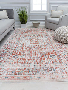 Our beautiful Claire ,Warm Sienna,Claire  Warm Sienna,2'6" x 4',Vintage,Pile Height: .5",Soft Touch,Polypropylene,Polyester,Hi Low,Soft Touch,Vintage,Transitional,Rust,Navy,Turkey,Rectangle,CL80A  Area Rug