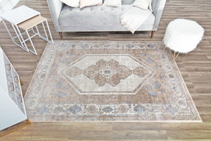 Our beautiful Elliana,Almond,Elliana Almond,5'x7',Farmhouse,Pile Height: 0.7,Soft Touch,Polypropylene,Polyester,Hi Low,Soft Touch,Farmhouse,Vintage,Tan,Gray,Turkey,Rectangle,EA40A Area Rug