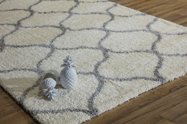 Mason Brooks Feather Shag FH200C Ivory grey Links Area Rug