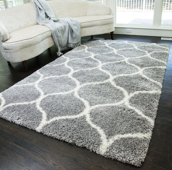 Rugs America Feather Shag FH200D grey Ivory Links Area Rug
