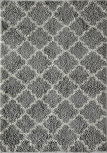 Mason Brooks Feather Shag FH100B grey Ivory Quatrefoil Area Rug