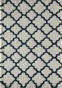 Mason Brooks Feather Shag FH100C Ivory Navy Quatrefoil Area Rug