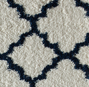 Mason Brooks Feather Shag FH100C Ivory Navy Quatrefoil Area Rug