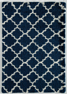 Mason Brooks Feather Shag FH100D Navy Ivory Quatrefoil Area Rug