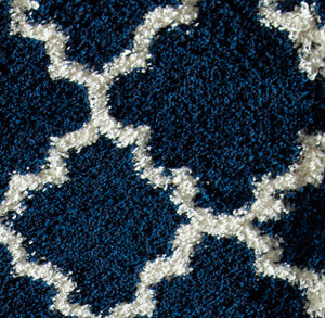 Mason Brooks Feather Shag FH100D Navy Ivory Quatrefoil Area Rug