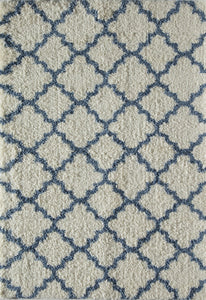 Mason Brooks Feather Shag FH100E Ivory Light Blue Quatrefoil Area Rug