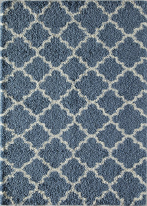 Mason Brooks Feather Shag FH100F Light Blue Ivory Quatrefoil Area Rug