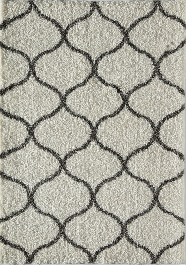 Rugs America Feather Shag FH200B Ivory Charcoal Links Area Rug