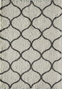 Mason Brooks Feather Shag FH200B Ivory Charcoal Links Area Rug