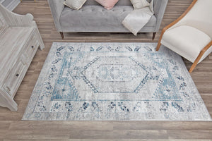 Our beautiful Freya,Misty Smoke,Freya Misty Smoke,2'6"x4',Farmhouse,Pile Height: 0.4,Soft Touch,Polypropylene,Soft Touch,Farmhouse,Vintage,Gray,Blue,Turkey,Rectangle,FY10B Area Rug