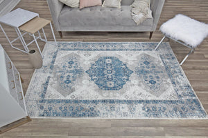 Our beautiful Freya,Blue Grey,Freya Blue Grey,2'6"x4',Farmhouse,Pile Height: 0.4,Soft Touch,Polypropylene,Soft Touch,Farmhouse,Vintage,Gray,Blue,Turkey,Rectangle,FY25A Area Rug