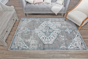 Our beautiful Freya,Ash,Freya Ash,2'6"x4',Farmhouse,Pile Height: 0.4,Soft Touch,Polypropylene,Soft Touch,Farmhouse,Vintage,Dark Gray,Cream,Turkey,Rectangle,FY35A Area Rug