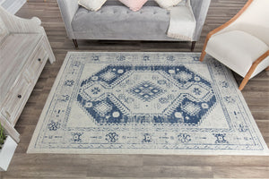 Our beautiful Gabriel,Deep Blue,Gabriel Deep Blue,2'6"x4',Transitional,Pile Height: 0.4,Dense yarn,Polypropylene,Soft touch,Dense yarn,Transitional,Vintage,Light Gray,blue,Turkey,Rectangle,GL40C Area Rug