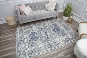 Our beautiful Gabriel,Inky Sundara,Gabriel Inky Sundara,2'6"x4',Transitional,Pile Height: 0.4,Dense yarn,Polypropylene,Soft touch,Dense yarn,Transitional,Vintage,Blue,Gray,Turkey,Rectangle,GL55F Area Rug