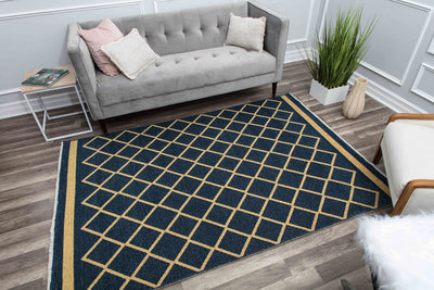 Our beautiful Hadley,Imperial Navy Gold,Hadley Imperial Navy Gold,2'6" x 4',Vintage,Pile Height: 0.3,Reversible,Polyester,Cotton,Flatweave,Reversible,Vintage,Transitional,Navy Blue,Gold,Turkey,Rectangle,HD10C Area Rug