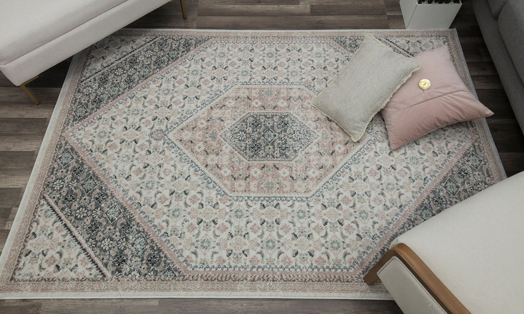 Our beautiful Hailey,Quartz Ivory,Hailey Quartz Ivory,5'x7',Vintage,Pile Height: 0.5,Durable,Polypropylene,Soft touch,Durable,Vintage,Transitional,Ivory,Pink,Turkey,Rectangle,HY30A Area Rug