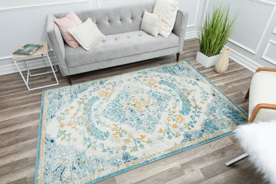 Our beautiful Hailey,Fresh Chicory,Hailey Fresh Chicory,2'6"x4',Vintage,Pile Height: 0.5,Durable,Polypropylene,Soft touch,Durable,Vintage,Transitional,Ivory,Blue,Turkey,Rectangle,HY50C Area Rug