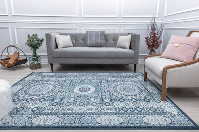 Our beautiful Hailey,Riviera Azure,Hailey Riviera Azure,2'6" x 4',Vintage,Pile Height: 0.5,Durable,Polypropylene,Soft touch,Durable,Vintage,Abstract,Blue,White,Turkey,Rectangle,HY60B Area Rug