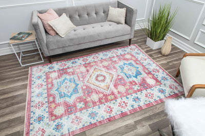 Our beautiful Iggi,Righteous Rosie,Iggi Righteous Rosie,2'6" x 4',Vintage,Pile Height: 0.3,Printed,Polyester,Cotton,Flatweave,Printed,Vintage,Transitional,Red,Blue,Turkey,Rectangle,IG40A Area Rug