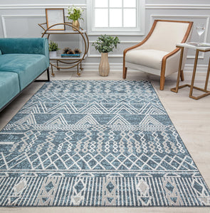 Our beautiful Jada,Ocean Springs,Jada Ocean Springs,2'6" x 4',Bohemian,Pile Height: 0.4,High Traffic,Polyester,Soft touch,High Traffic,Bohemian,Geometric,Blue,White,Turkey,Rectangle,JD35A Area Rug