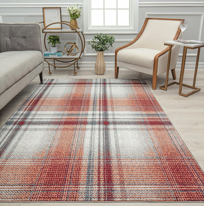 Our beautiful Jada,Ruby Rapids,Jada Ruby Rapids,2'6" x 4',Contemporary,Pile Height: 0.4,High Traffic,Polyester,Soft touch,High Traffic,Contemporary,Plaid,Red,White,Turkey,Rectangle,JD50C Area Rug