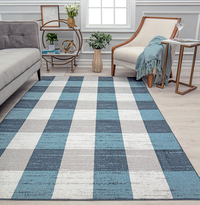 Our beautiful Jada,Bedford Check,Jada Bedford Check,2'6" x 4',Contemporary,Pile Height: 0.4,High Traffic,Polyester,Soft touch,High Traffic,Contemporary,Modern,Blue,Gray,Turkey,Rectangle,JD65A Area Rug