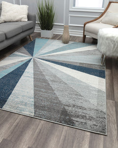 Our beautiful Kaia,Hale Blue,Kaia Hale Blue,5'x7',Contemporary,Pile Height: 0.5,Durable,Polypropylene,Soft touch,Durable,Contemporary,Geometric,Blue,Gray,Turkey,Rectangle,KA20A Area Rug