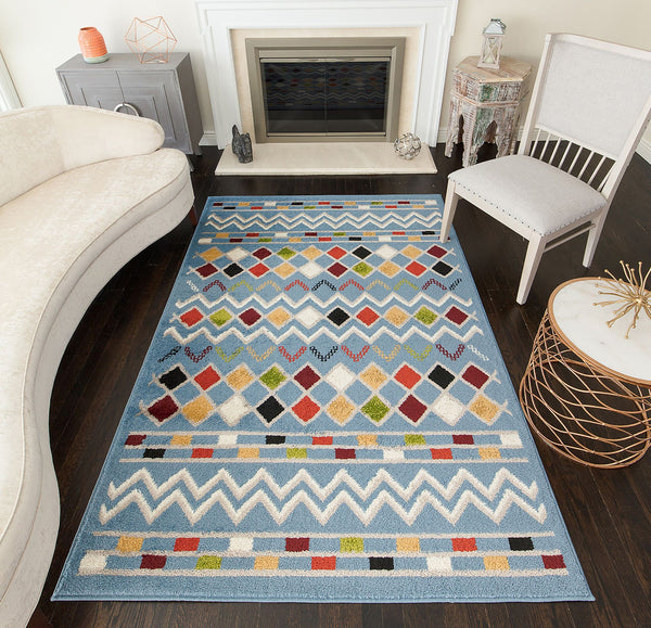 Mason Brooks Khloe KH10B Diamonds Blue Area Rug