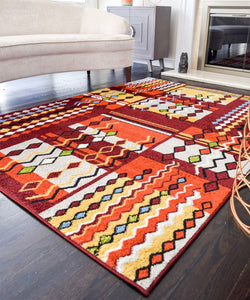 Mason Brooks Khloe KH20B Tribal Red Area Rug