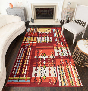 Mason Brooks Khloe KH20B Tribal Red Area Rug