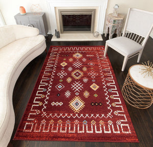 Our beautiful Khloe,Gabbeh Rust,Khloe Gabbeh Rust,5'x7',Moroccan,Pile Height: 0.4,Spun Yarn,Polypropylene,dense pile,Spun Yarn,Moroccan,Tribal,rust,red,Turkey,Rectangle,KH60C Area Rug