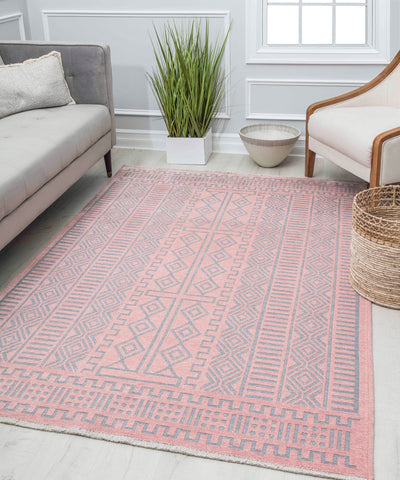 Our beautiful Khoi,Faintly Folk,Khoi Faintly Folk,2'6" x 4',Vintage,Pile Height: 0.3,Reversible,Polyester,Cotton,Flatweave,Reversible,Vintage,Transitional,Red,Gray,Turkey,Rectangle,KI30A Area Rug