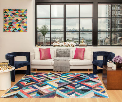 Our beautiful Maisie,Bright Side,Maisie Bright Side,2'7" x 4',Modern ,Pile Height: 0.3,Printed,Polyester,Cotton,Flatweave,Printed,Modern ,Abstract ,Multicolor ,Multicolor,Turkey,Rectangle,MI25A Area Rug