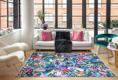 Our beautiful Maisie,Chasing Rainbows,Maisie Chasing Rainbows,2'7" x 4',Modern ,Pile Height: 0.3,Printed,Polyester,Cotton,Flatweave,Printed,Modern ,Abstract,Multicolor ,Multicolor,Turkey,Rectangle,MI30A Area Rug