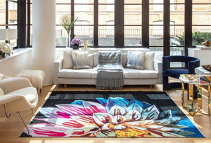 Our beautiful Maisie,Eternal Dahlia,Maisie Eternal Dahlia,2'7" x 4',Modern ,Pile Height: 0.3,Printed,Polyester,Cotton,Flatweave,Printed,Modern ,Floral,Black ,Multicolor,Turkey,Rectangle,MI35A Area Rug