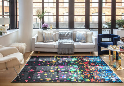 Our beautiful Maisie,Winging It,Maisie Winging It,2'7" x 4',Modern,Pile Height: 0.3,Printed,Polyester,Cotton,Flatweave,Printed,Modern,Graphic ,Black ,Multicolor,Turkey,Rectangle,MI55B Area Rug